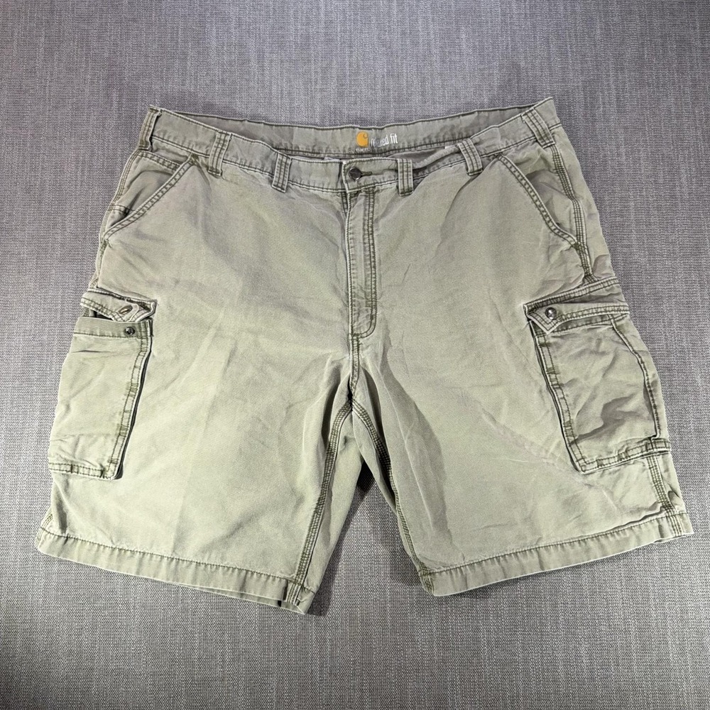 Carhartt Shorts Mens 46 Green Cargo Canvas Relaxed Fit Workwear Utility Pockets